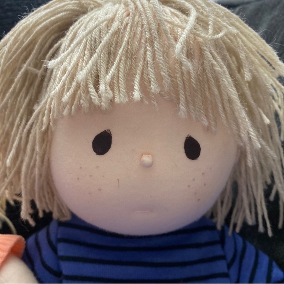 vintage handmade girl and boy dolls made of cloth and stuffed with straw 15” - Picture 7 of 16